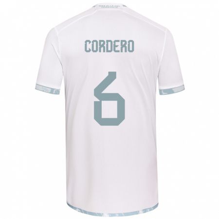 Kandiny Bambino Maglia Renato Cordero #6 Bianco Grigio Kit Gara Away 2024/25 Maglietta