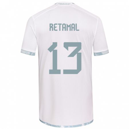 Kandiny Kinderen David Retamal #13 Wit Grijs Uitshirt Uittenue 2024/25 T-Shirt