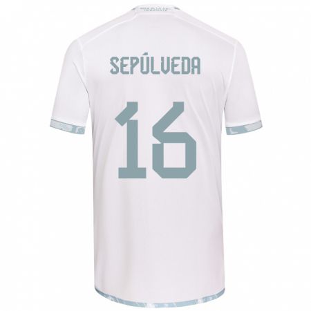 Kandiny Niño Camiseta Matías Sepúlveda #16 Gris Blanco 2ª Equipación 2024/25 La Camisa