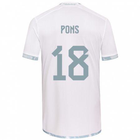 Kandiny Niño Camiseta Luciano Pons #18 Gris Blanco 2ª Equipación 2024/25 La Camisa