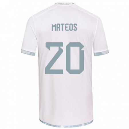 Kandiny Bambino Maglia Federico Mateos #20 Bianco Grigio Kit Gara Away 2024/25 Maglietta