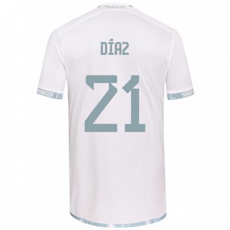 Kandiny Bambino Maglia Marcelo Díaz #21 Bianco Grigio Kit Gara Away 2024/25 Maglietta