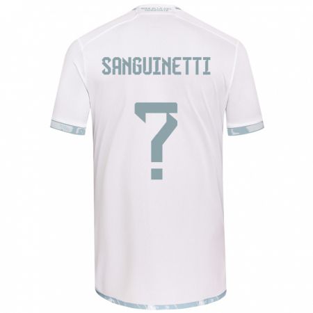 Kandiny Bambino Maglia Fernando Sanguinetti #0 Bianco Grigio Kit Gara Away 2024/25 Maglietta