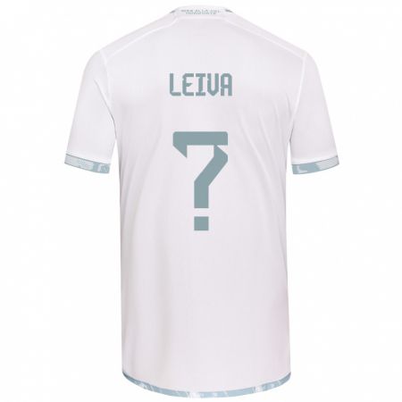 Kandiny Bambino Maglia Sergio Leiva #0 Bianco Grigio Kit Gara Away 2024/25 Maglietta