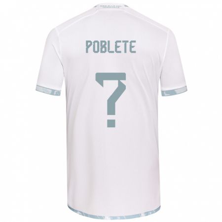 Kandiny Bambino Maglia José Poblete #0 Bianco Grigio Kit Gara Away 2024/25 Maglietta