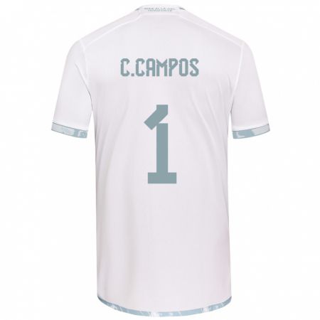 Kandiny Bambino Maglia Cristóbal Campos #1 Bianco Grigio Kit Gara Away 2024/25 Maglietta