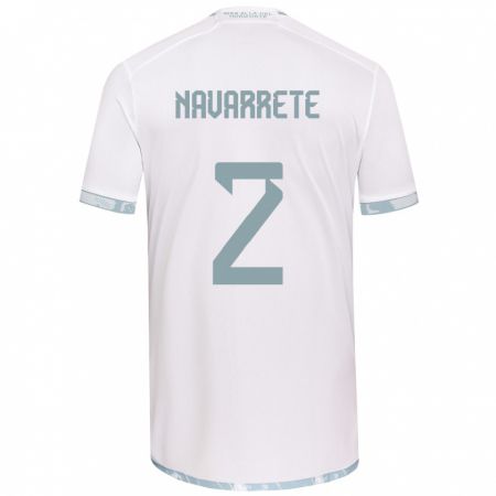 Kandiny Bambino Maglia Daniel Navarrete #2 Bianco Grigio Kit Gara Away 2024/25 Maglietta