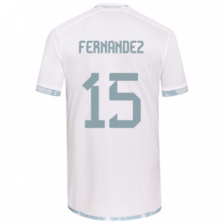 Kandiny Bambino Maglia Vicente Fernández #15 Bianco Grigio Kit Gara Away 2024/25 Maglietta