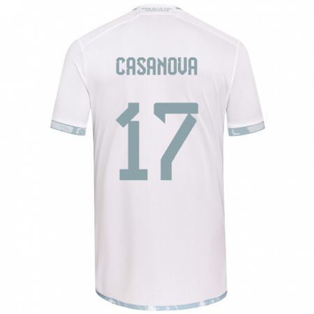 Kandiny Niño Camiseta Luis Casanova #17 Gris Blanco 2ª Equipación 2024/25 La Camisa