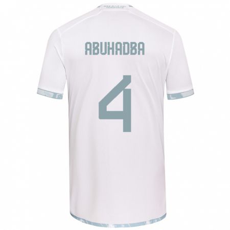 Kandiny Bambino Maglia Zacarías Abuhadba #4 Bianco Grigio Kit Gara Away 2024/25 Maglietta