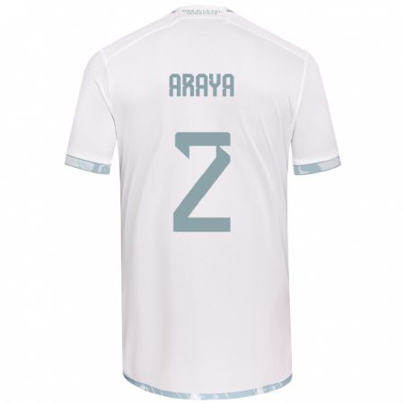 Kandiny Bambino Maglia Fernanda Araya #2 Bianco Grigio Kit Gara Away 2024/25 Maglietta