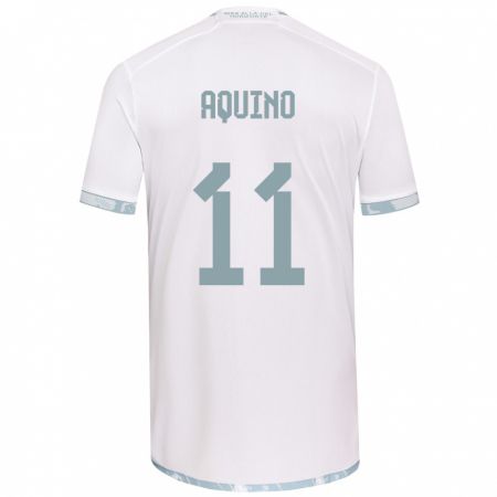 Kandiny Bambino Maglia Yisel Aquino #11 Bianco Grigio Kit Gara Away 2024/25 Maglietta