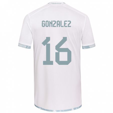 Kandiny Bambino Maglia Monserratt González #16 Bianco Grigio Kit Gara Away 2024/25 Maglietta