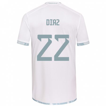 Kandiny Bambino Maglia Valentina Díaz #22 Bianco Grigio Kit Gara Away 2024/25 Maglietta