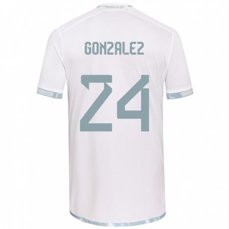 Kandiny Bambino Maglia Emma González #24 Bianco Grigio Kit Gara Away 2024/25 Maglietta