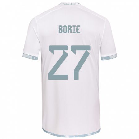 Kandiny Bambino Maglia Emilie Borie #27 Bianco Grigio Kit Gara Away 2024/25 Maglietta