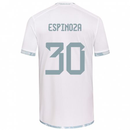 Kandiny Niño Camiseta Isidora Espinoza #30 Gris Blanco 2ª Equipación 2024/25 La Camisa