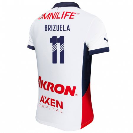 Kandiny Bambino Maglia Isaác Brizuela #11 Bianco Rosso Blu Kit Gara Away 2024/25 Maglietta