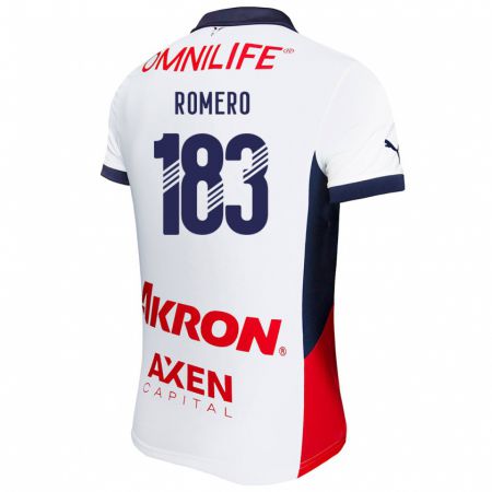 Kandiny Bambino Maglia Javen Romero #183 Bianco Rosso Blu Kit Gara Away 2024/25 Maglietta