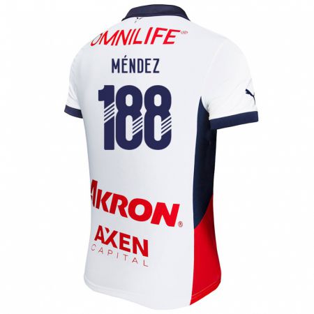 Kandiny Bambino Maglia Francisco Méndez #188 Bianco Rosso Blu Kit Gara Away 2024/25 Maglietta