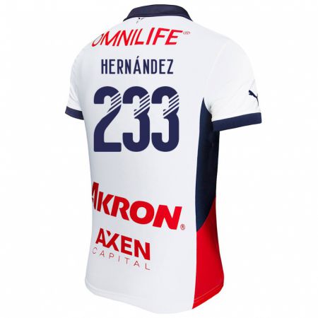 Kandiny Bambino Maglia Zinedine Hernández #233 Bianco Rosso Blu Kit Gara Away 2024/25 Maglietta