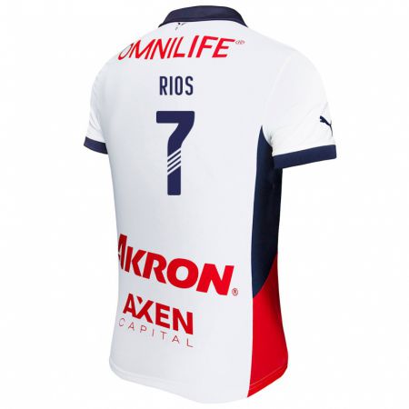 Kandiny Bambino Maglia Daniel Ríos #7 Bianco Rosso Blu Kit Gara Away 2024/25 Maglietta