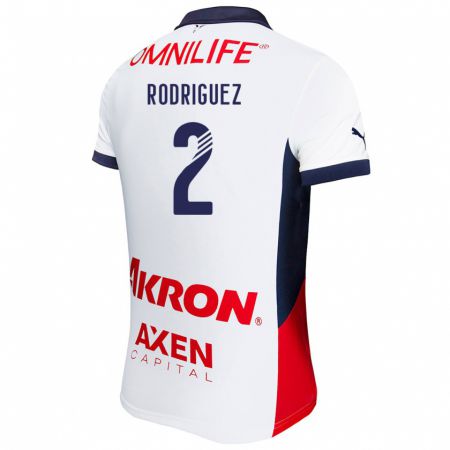 Kandiny Bambino Maglia Jaqueline Rodríguez #2 Bianco Rosso Blu Kit Gara Away 2024/25 Maglietta