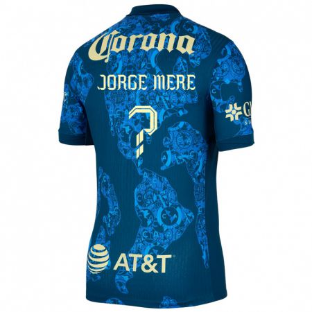 Kandiny Niño Camiseta Jorge Meré #0 Azul Amarillo 2ª Equipación 2024/25 La Camisa México