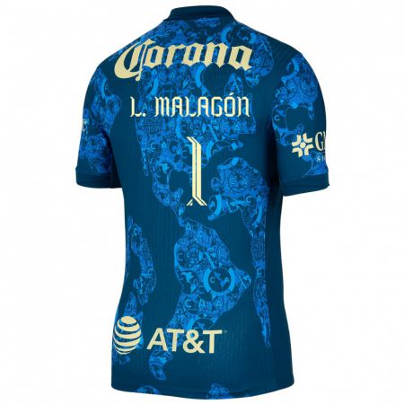 Kandiny Niño Camiseta Luis Malagón #1 Azul Amarillo 2ª Equipación 2024/25 La Camisa México