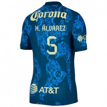 Kandiny Bambino Maglia Kevin Álvarez #5 Blu Giallo Kit Gara Away 2024/25 Maglietta