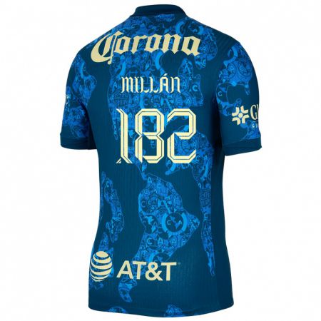 Kandiny Niño Camiseta Daniel Millán #182 Azul Amarillo 2ª Equipación 2024/25 La Camisa México