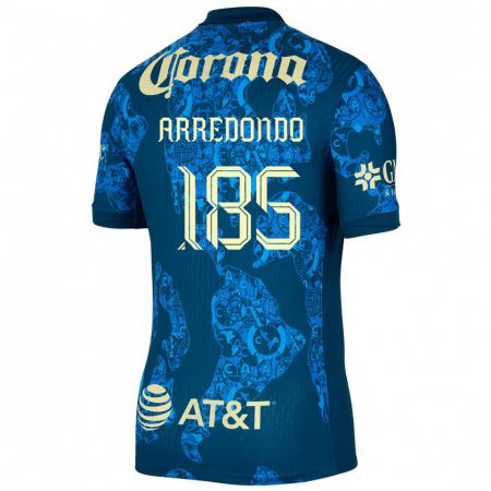 Kandiny Niño Camiseta Aarón Arredondo #185 Azul Amarillo 2ª Equipación 2024/25 La Camisa México