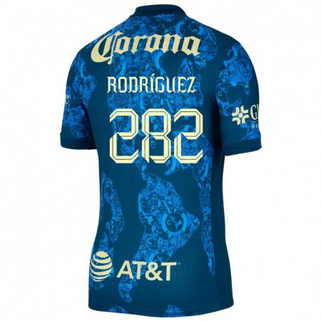 Kandiny Kinderen Francisco Rodríguez #282 Blauw Geel Uitshirt Uittenue 2024/25 T-Shirt België