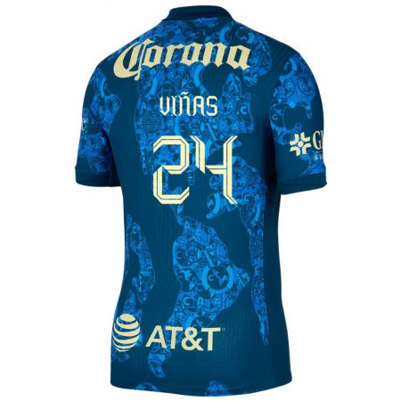 Kandiny Niño Camiseta Federico Viñas #24 Azul Amarillo 2ª Equipación 2024/25 La Camisa México