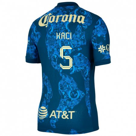 Kandiny Niño Camiseta Aurelie Kaci #5 Azul Amarillo 2ª Equipación 2024/25 La Camisa México