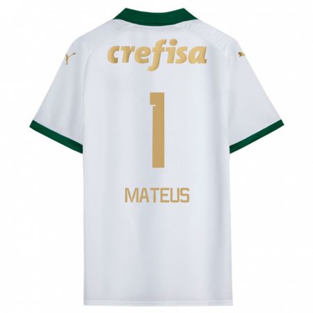 Kandiny Bambino Maglia Mateus #1 Bianco Verde Kit Gara Away 2024/25 Maglietta