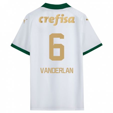 Kandiny Bambino Maglia Vanderlan #6 Bianco Verde Kit Gara Away 2024/25 Maglietta