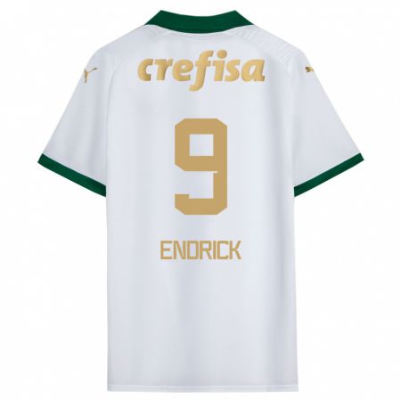 Kandiny Bambino Maglia Endrick #9 Bianco Verde Kit Gara Away 2024/25 Maglietta