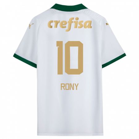 Kandiny Bambino Maglia Rony #10 Bianco Verde Kit Gara Away 2024/25 Maglietta