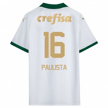 Kandiny Kinderen Caio Paulista #16 Wit Groen Uitshirt Uittenue 2024/25 T-Shirt