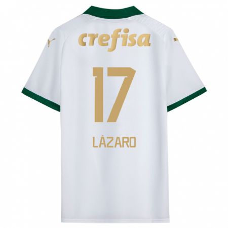 Kandiny Bambino Maglia Lázaro #17 Bianco Verde Kit Gara Away 2024/25 Maglietta