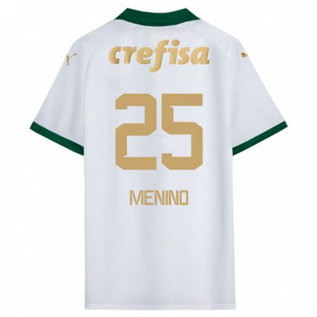 Kandiny Bambino Maglia Gabriel Menino #25 Bianco Verde Kit Gara Away 2024/25 Maglietta