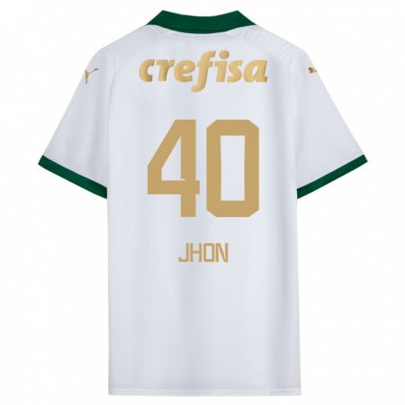 Kandiny Bambino Maglia Jhon Jhon #40 Bianco Verde Kit Gara Away 2024/25 Maglietta