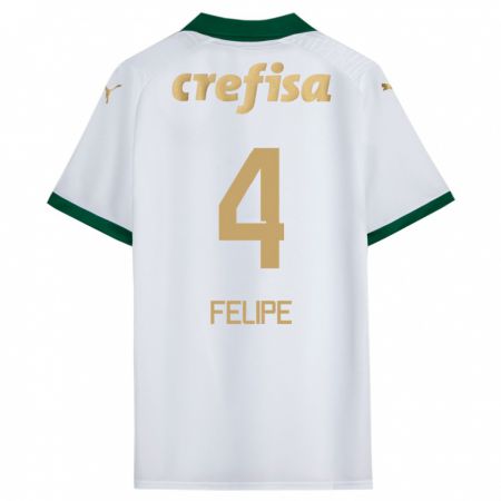 Kandiny Bambino Maglia Pedro Felipe #4 Bianco Verde Kit Gara Away 2024/25 Maglietta