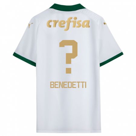 Kandiny Bambino Maglia Luis Benedetti #0 Bianco Verde Kit Gara Away 2024/25 Maglietta