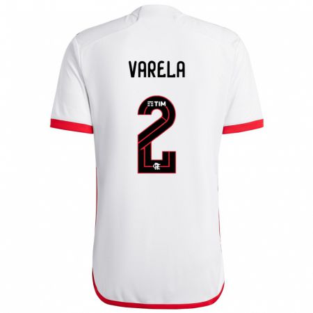 Kandiny Kinderen Guillermo Varela #2 Wit Rood Uitshirt Uittenue 2024/25 T-Shirt België