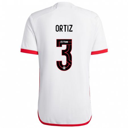 Kandiny Bambino Maglia Léo Ortiz #3 Bianco Rosso Kit Gara Away 2024/25 Maglietta