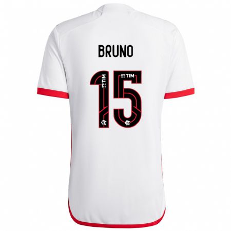 Kandiny Kinderen Fabrício Bruno #15 Wit Rood Uitshirt Uittenue 2024/25 T-Shirt België