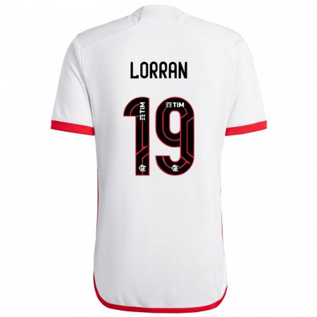 Kandiny Bambino Maglia Lorran #19 Bianco Rosso Kit Gara Away 2024/25 Maglietta