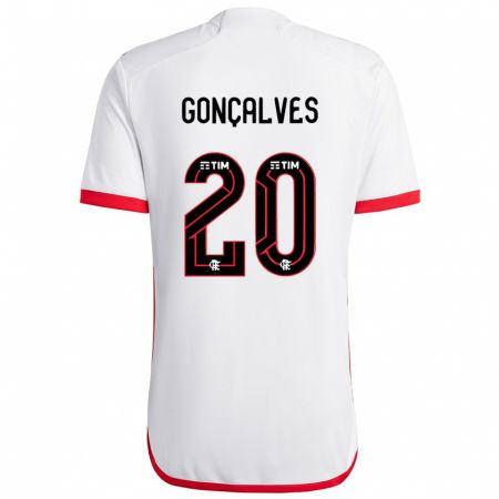 Kandiny Bambino Maglia Matheus Gonçalves #20 Bianco Rosso Kit Gara Away 2024/25 Maglietta